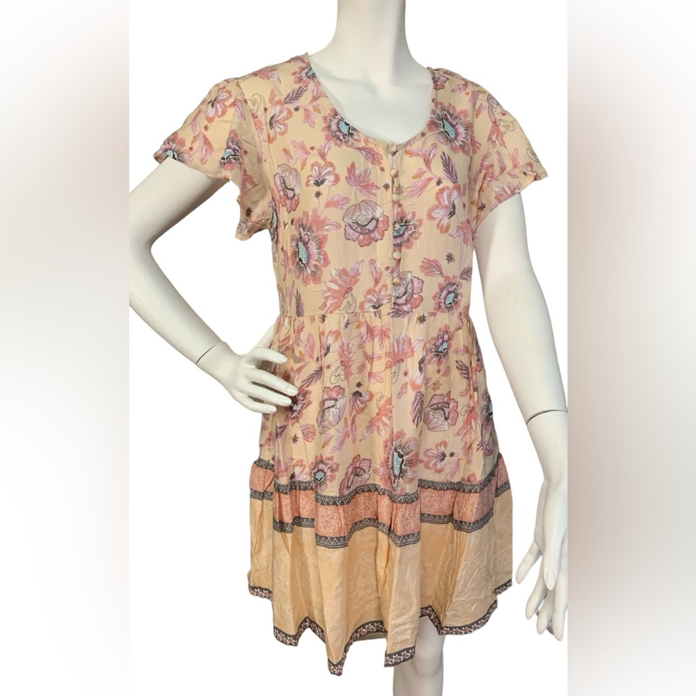 Japna Women's Floral Patterned Flutter Sleeve Dress, size Medium, NEW with tags